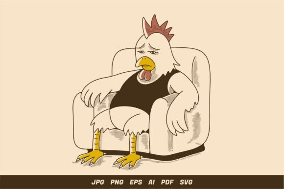 Review: Tired Rooster Sitting on Armchair Art