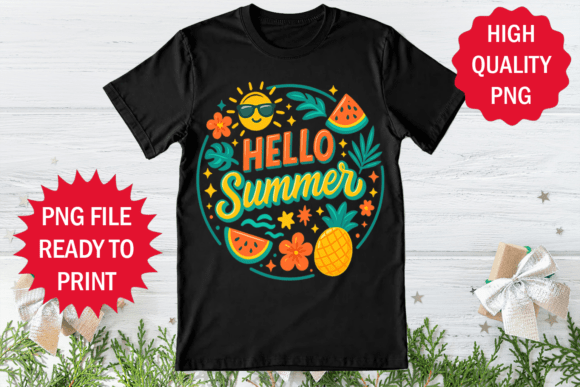 Reviewing Hello Summer Retro T-Shirt PNG for Embroidery